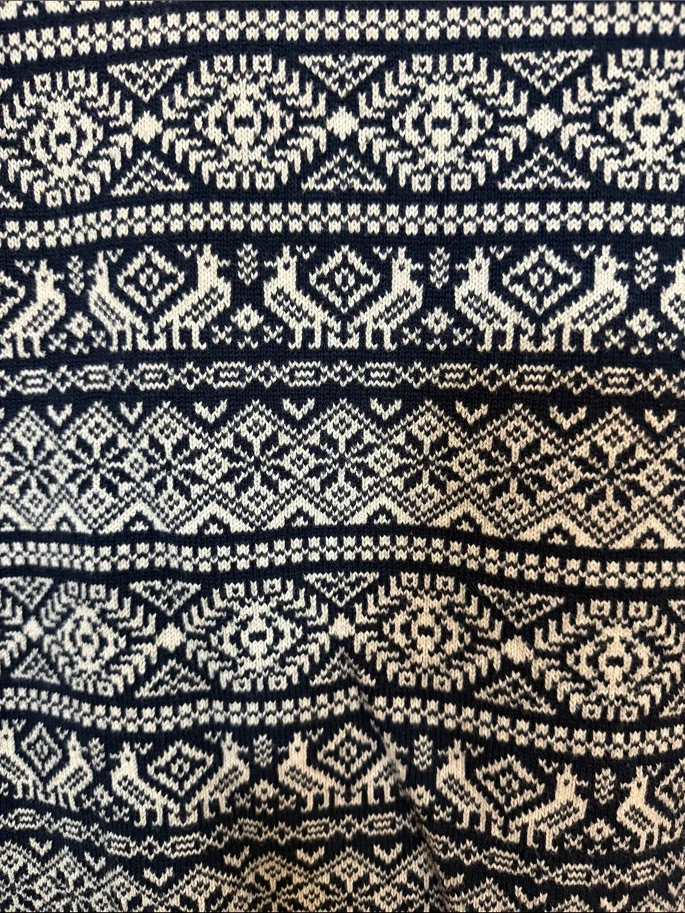 J.Crew Men’s Cotton Fair Isle Sweater Navy Ivory Nordic Ski Après Crewneck Med
